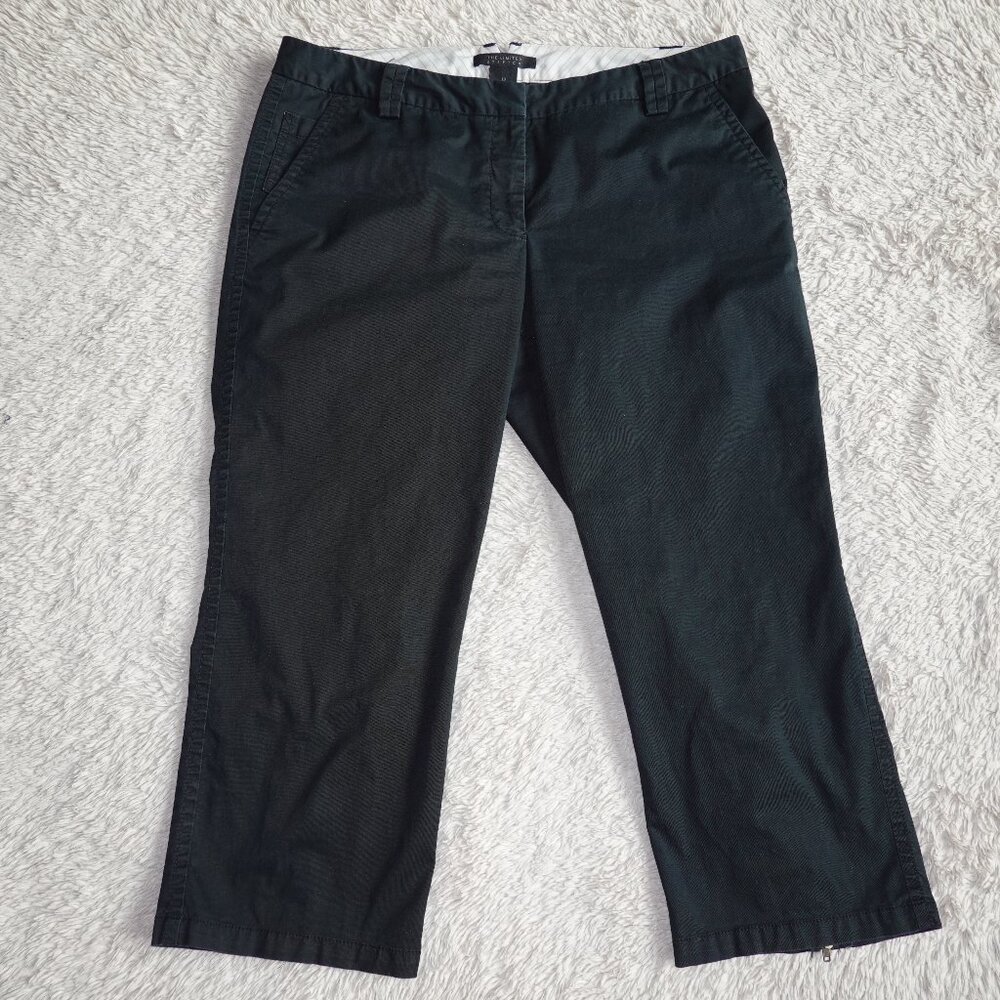 Women's Size 12 The Limited Stretch Black Crop Capris, 22" Inseam, Back Calf Zip